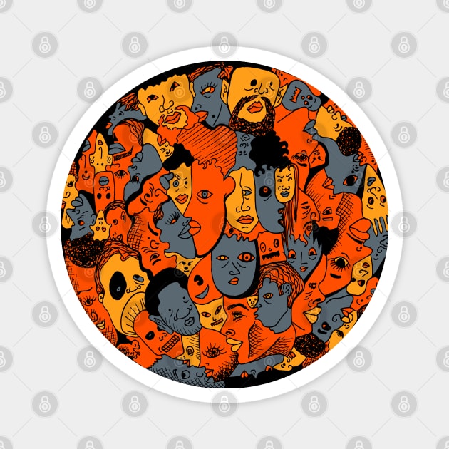 Orangrey Many Faces Magnet by kenallouis